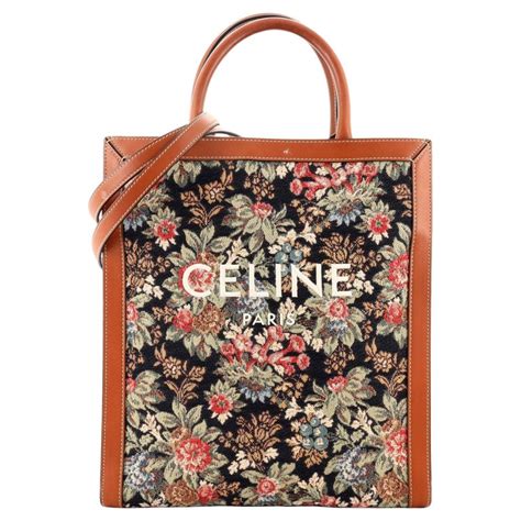 SMALL VERTICAL CABAS CELINE IN FLORAL JACQUARD 